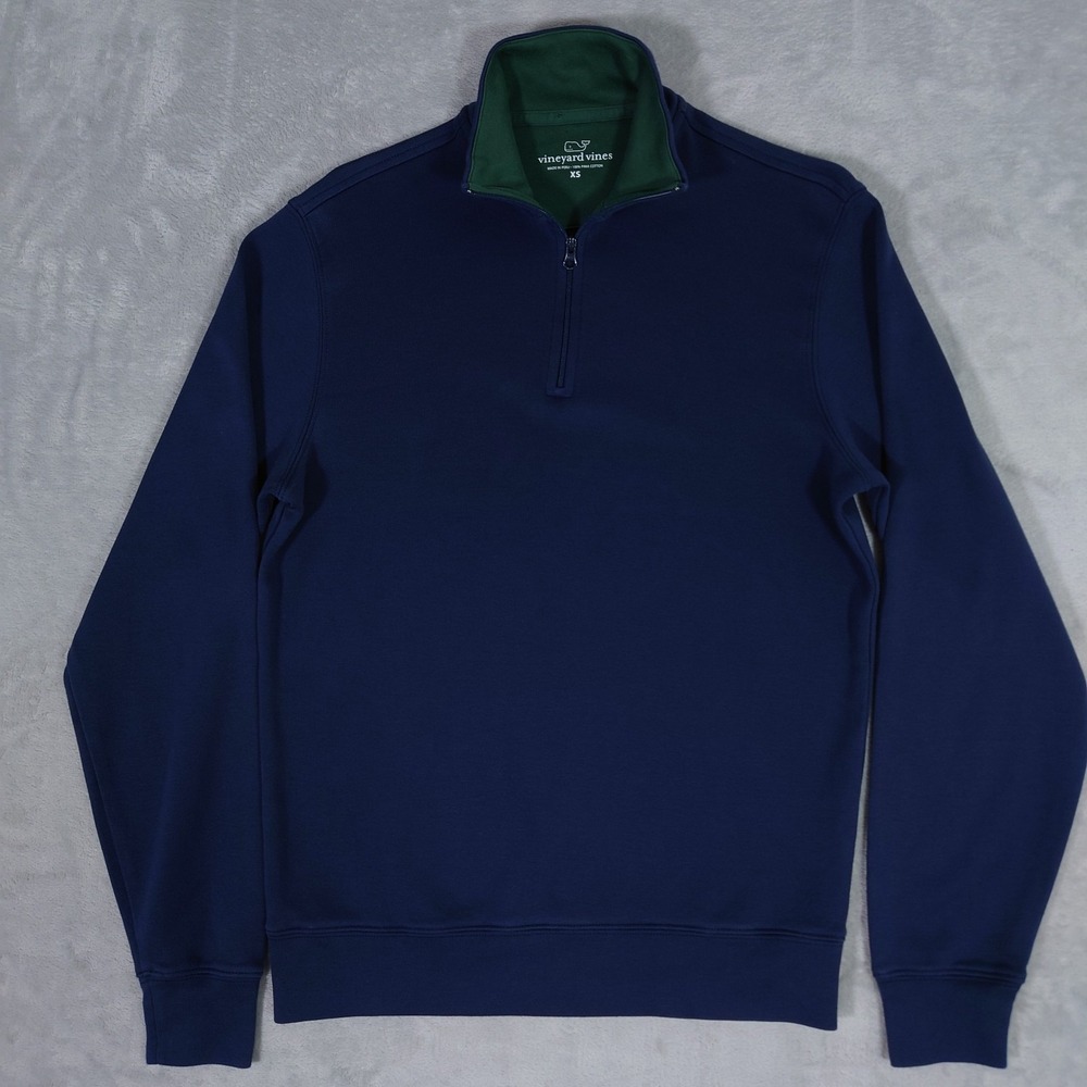 Vineyard Vines 1/4 Zip Jersey Sweater Mens XS Pima Cotton Navy Blue 6K0276